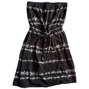 black striped strapless mini dress